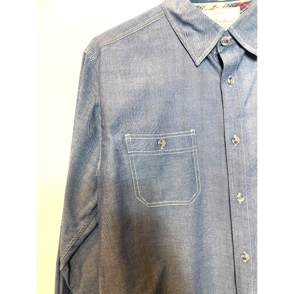 Weatherproof Vintage Denim Chambray Blue Button-Down Shirt Large - Picture 7 of 9